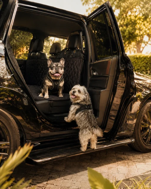 A dog being collected for Pup Kulture Social pick-up and drop-off in Dallas